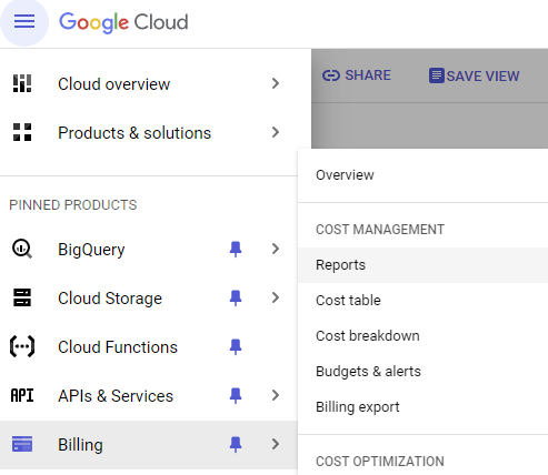 Konsola Google Cloud - sprawdzanie kosztu BigQuery